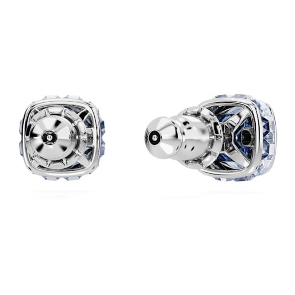 Birthstone stud earrings Square cut, March, Blue, Rhodium plated - Image 5