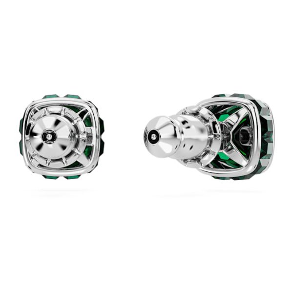 Birthstone stud earrings Square cut, May, Green, Rhodium plated - Image 5