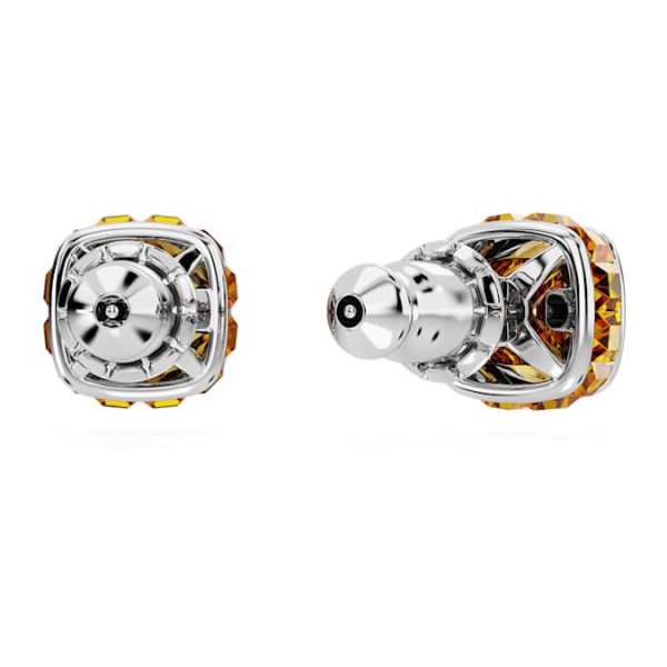 Birthstone stud earrings Square cut, November, Yellow, Rhodium plated - Image 5