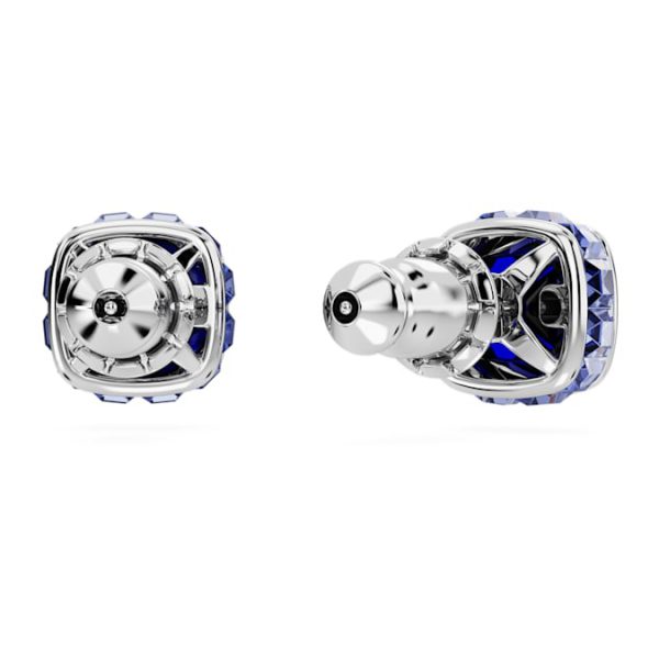 Birthstone stud earrings Square cut, September, Blue, Rhodium plated - Image 5