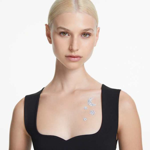 Body jewel Set (4), Moon and star, White