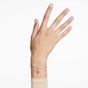 Chroma bangle Heart, Red, Gold-tone plated