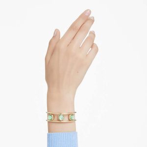Chroma cuff Cushion cut, Multicolored, Gold-tone plated