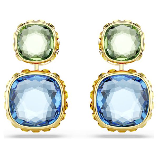 Chroma drop earrings Cushion cut, Multicolored, Gold-tone plated - Image 2