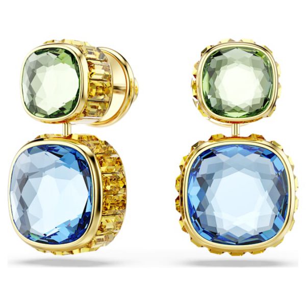 Chroma drop earrings Cushion cut, Multicolored, Gold-tone plated - Image 3