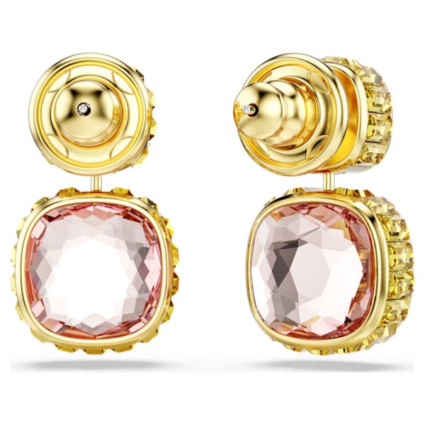 Chroma drop earrings Cushion cut, Multicolored, Gold-tone plated - Image 5