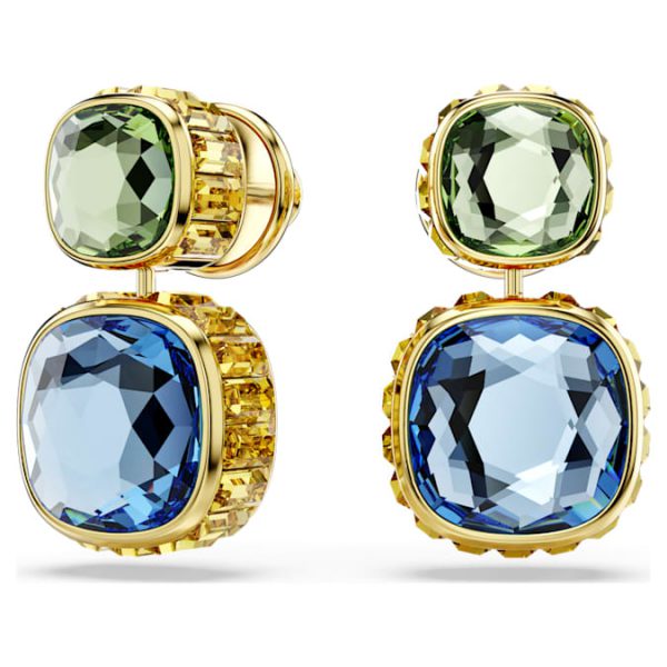 Chroma drop earrings Cushion cut, Multicolored, Gold-tone plated - Image 7