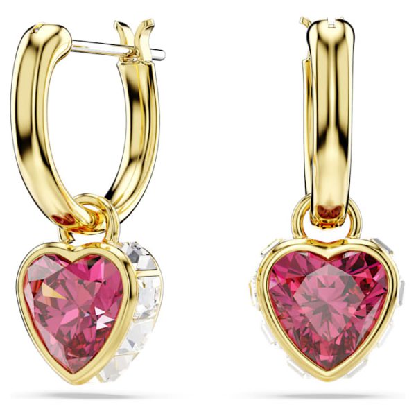 Chroma drop earrings Heart, Red, Gold-tone plated - Image 2