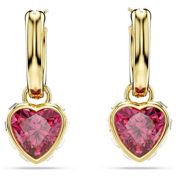 Chroma drop earrings Heart, Red, Gold-tone plated - Image 3