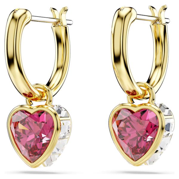 Chroma drop earrings Heart, Red, Gold-tone plated - Image 4