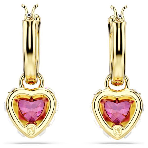 Chroma drop earrings Heart, Red, Gold-tone plated - Image 5