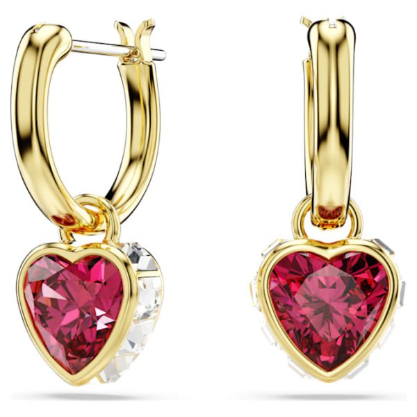 Chroma drop earrings Heart, Red, Gold-tone plated - Image 6