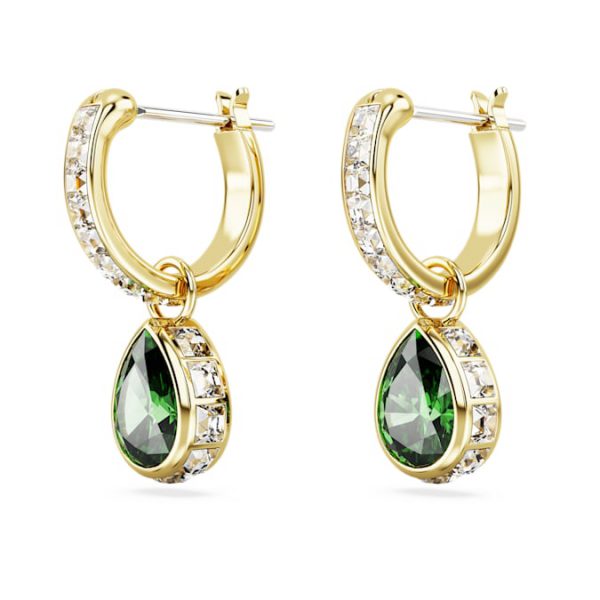 Chroma drop earrings Pear cut, Green, Gold-tone plated - Image 4