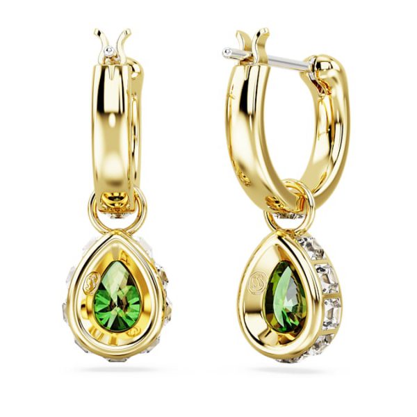 Chroma drop earrings Pear cut, Green, Gold-tone plated - Image 5