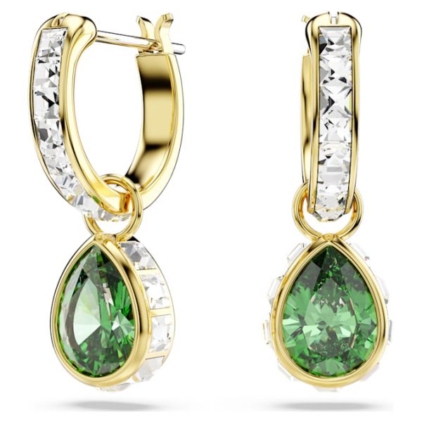 Chroma drop earrings Pear cut, Green, Gold-tone plated - Image 6