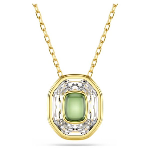 Chroma pendant Octagon cut, Green, Gold-tone plated - Image 2