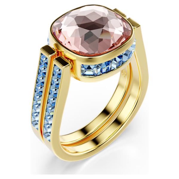Chroma ring Cushion cut, Multicolored, Gold-tone plated - Image 3