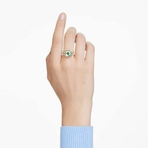 Chroma ring Cushion cut, Multicolored, Gold-tone plated