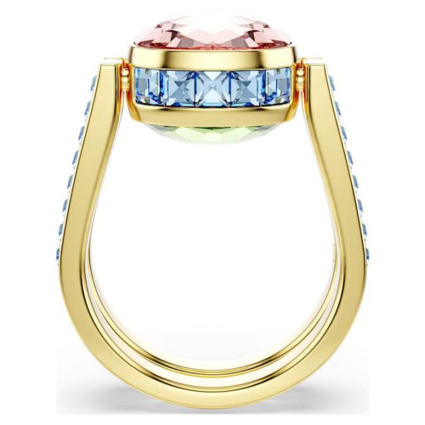 Chroma ring Cushion cut, Multicolored, Gold-tone plated - Image 6