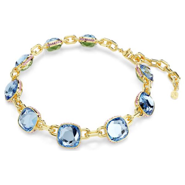 Chroma Tennis necklace Cushion cut, Multicolored, Gold-tone plated - Image 3