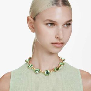 Chroma Tennis necklace Cushion cut, Multicolored, Gold-tone plated