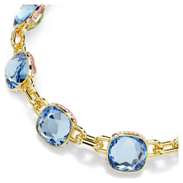 Chroma Tennis necklace Cushion cut, Multicolored, Gold-tone plated - Image 5