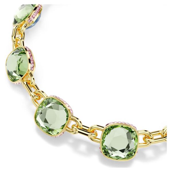 Chroma Tennis necklace Cushion cut, Multicolored, Gold-tone plated - Image 6