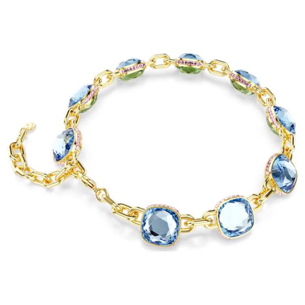 Chroma Tennis necklace Cushion cut, Multicolored, Gold-tone plated - Image 7