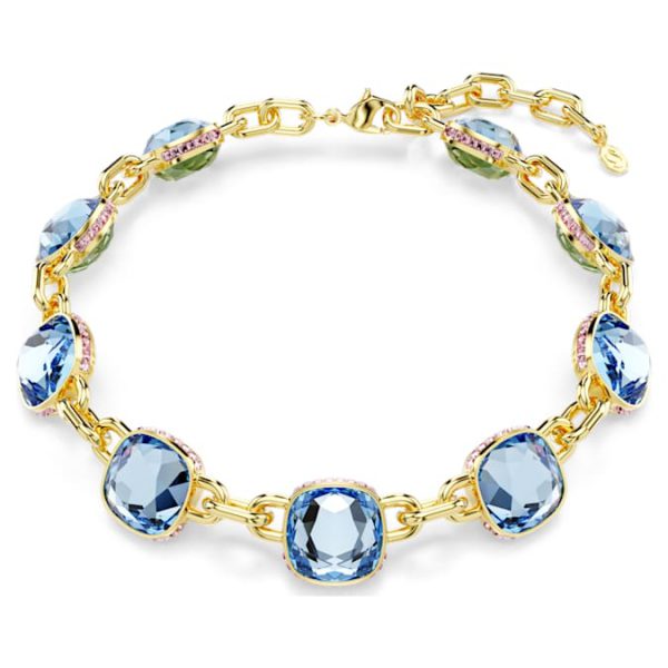 Chroma Tennis necklace Cushion cut, Multicolored, Gold-tone plated - Image 8