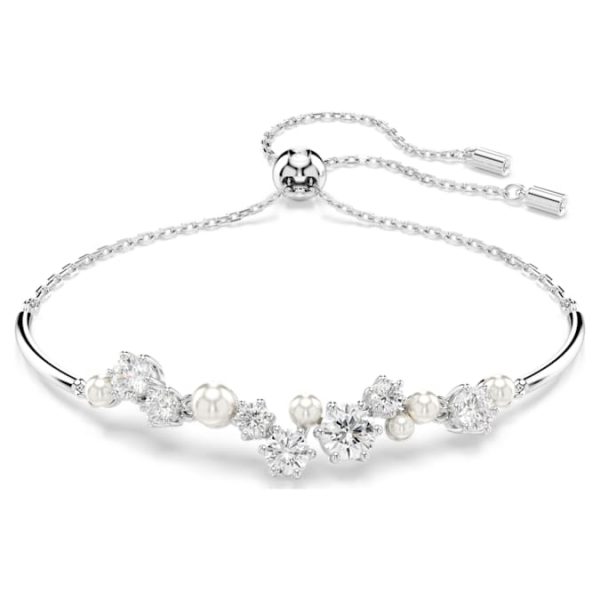 Constella bangle Crystal pearl, Round cuts, White, Rhodium plated - Image 2