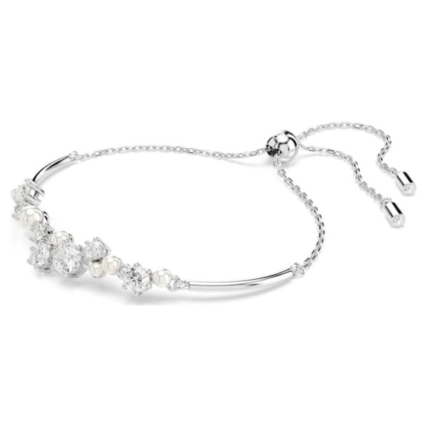 Constella bangle Crystal pearl, Round cuts, White, Rhodium plated - Image 3