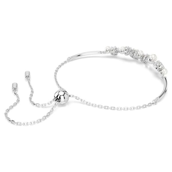 Constella bangle Crystal pearl, Round cuts, White, Rhodium plated - Image 5