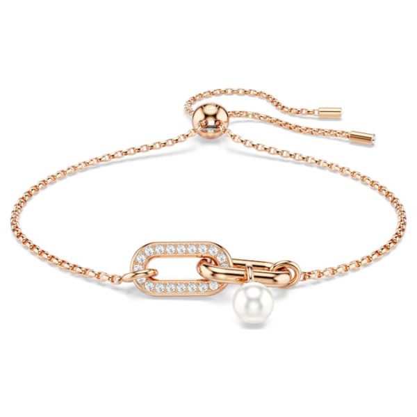 Constella bracelet Crystal pearl, Round cut, White, Rose gold-tone plated - Image 2