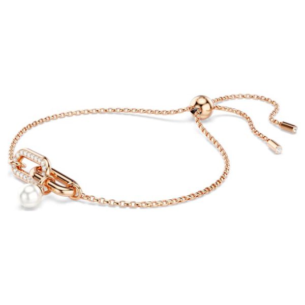 Constella bracelet Crystal pearl, Round cut, White, Rose gold-tone plated - Image 3