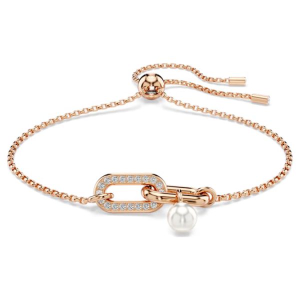 Constella bracelet Crystal pearl, Round cut, White, Rose gold-tone plated - Image 7
