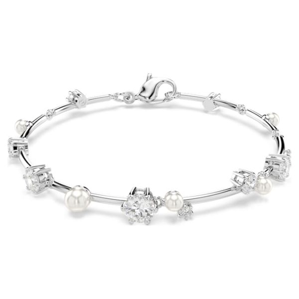 Constella bracelet Crystal pearl, Round cuts, White, Rhodium plated - Image 2