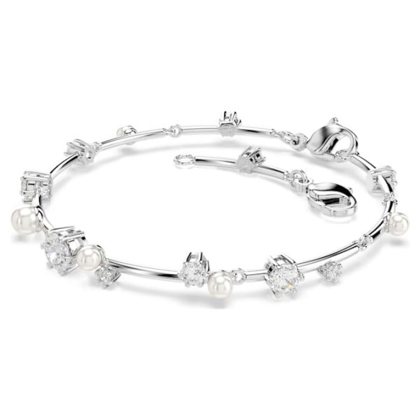Constella bracelet Crystal pearl, Round cuts, White, Rhodium plated - Image 3