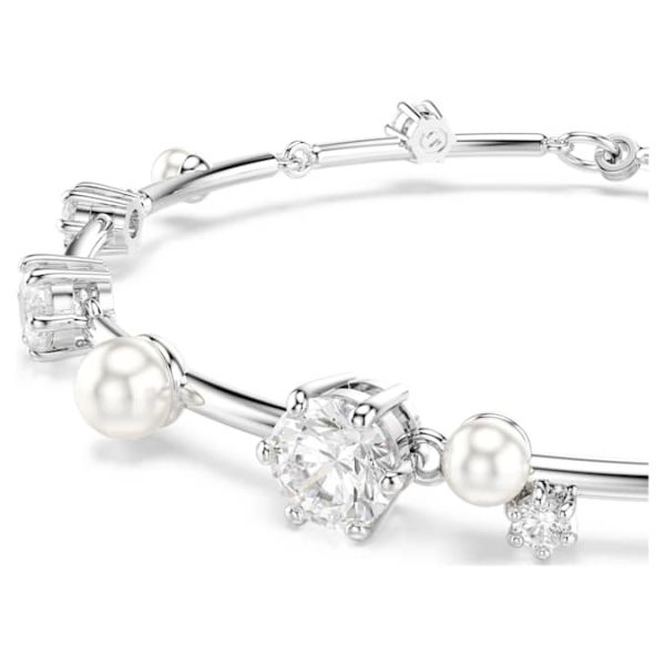 Constella bracelet Crystal pearl, Round cuts, White, Rhodium plated - Image 5