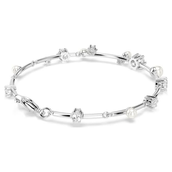 Constella bracelet Crystal pearl, Round cuts, White, Rhodium plated - Image 6