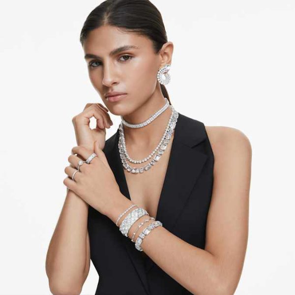 Constella bracelet Crystal pearl, Round cuts, White, Rhodium plated - Image 7