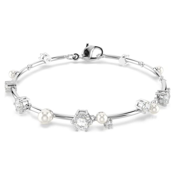 Constella bracelet Crystal pearl, Round cuts, White, Rhodium plated - Image 9