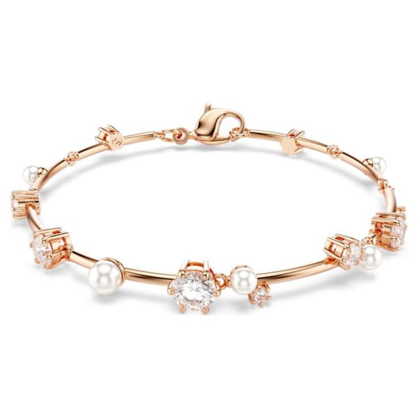 Constella bracelet Crystal pearl, Round cuts, White, Rose gold-tone plated - Image 2