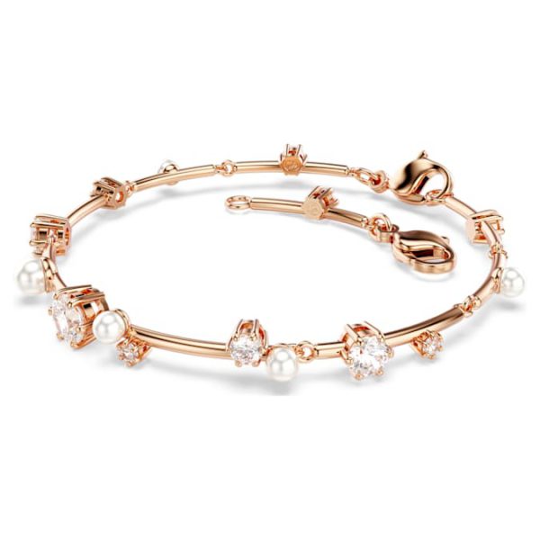 Constella bracelet Crystal pearl, Round cuts, White, Rose gold-tone plated - Image 3