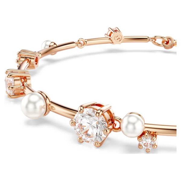 Constella bracelet Crystal pearl, Round cuts, White, Rose gold-tone plated - Image 5