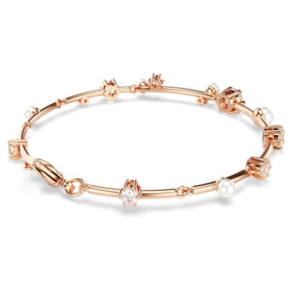 Constella bracelet Crystal pearl, Round cuts, White, Rose gold-tone plated - Image 6