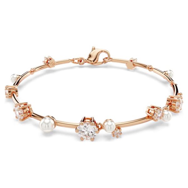 Constella bracelet Crystal pearl, Round cuts, White, Rose gold-tone plated - Image 7