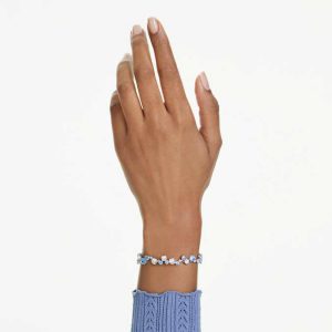 Constella bracelet Mixed cuts, Blue, Rhodium plated