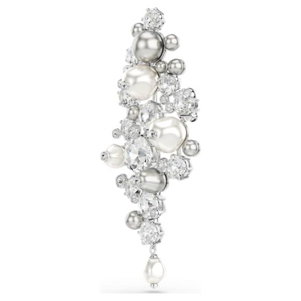 Constella brooch Crystal pearl, Round cut, White, Rhodium plated - Image 3