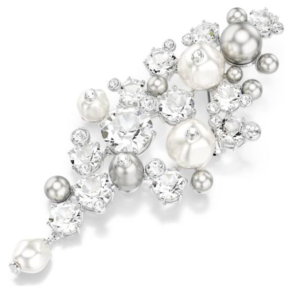 Constella brooch Crystal pearl, Round cut, White, Rhodium plated - Image 5