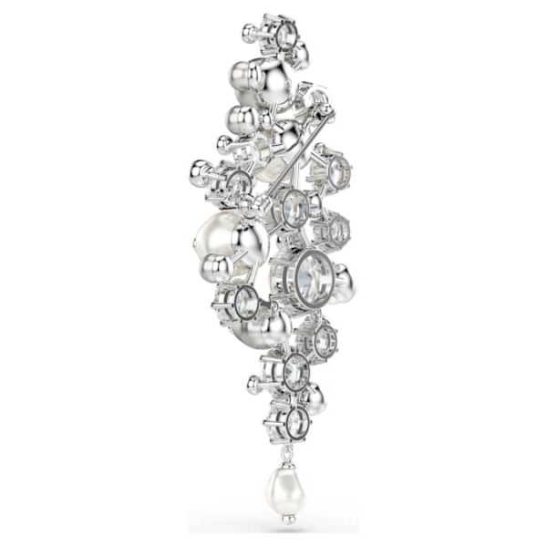 Constella brooch Crystal pearl, Round cut, White, Rhodium plated - Image 6